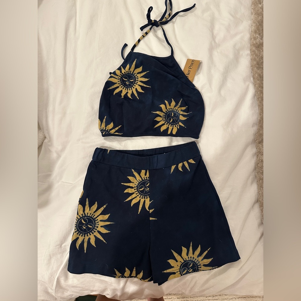 Her Pony Live By the Sun Halter Top and Mini Shorts Set